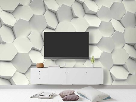 3 Boyutlu Altıgen 3 Boyutlu Duvar Kağıdı Baskı