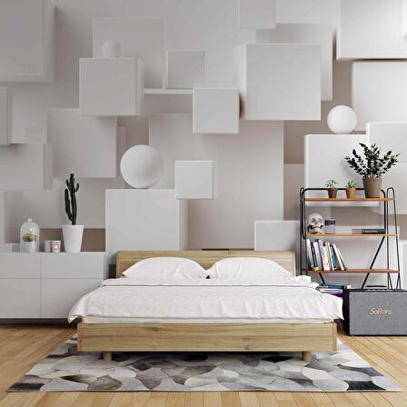 3 Boyutlu Kare Şeklinde Duvar Kağıdı Baskı