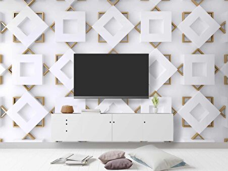 3 Boyutlu Geometrik Şekilli Duvar Kağıdı Baskı