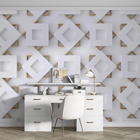 3 Boyutlu Geometrik Şekilli Duvar Kağıdı Baskı
