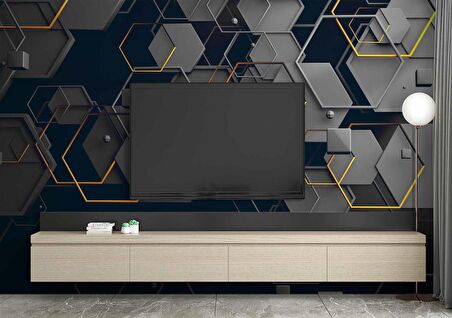 Altıgen Şekilli 3 Boyutlu Duvar Kağıdı Baskı