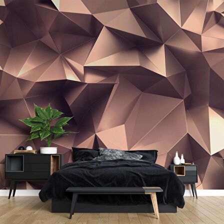 3 Boyutlu Üçgen Prizma Bronz Duvar Kağıdı Baskı