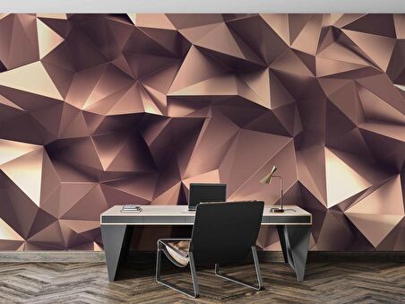 3 Boyutlu Üçgen Prizma Bronz Duvar Kağıdı Baskı