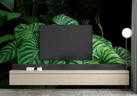 Tropikal Yaprak Desenli Duvar Kağıdı Baskı