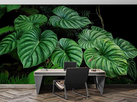 Tropikal Yaprak Desenli Duvar Kağıdı Baskı