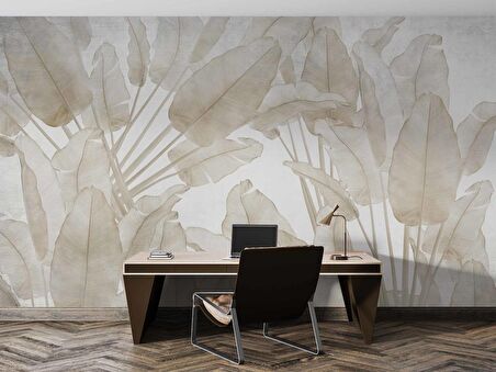 Soft Tropikal Yaprak Desenli Duvar Kağıdı Baskı