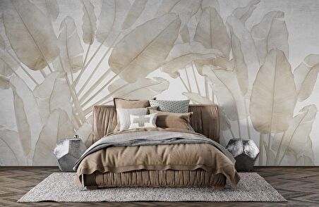 Soft Tropikal Yaprak Desenli Duvar Kağıdı Baskı