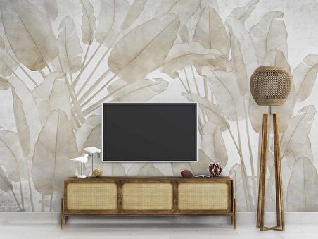 Soft Tropikal Yaprak Desenli Duvar Kağıdı Baskı