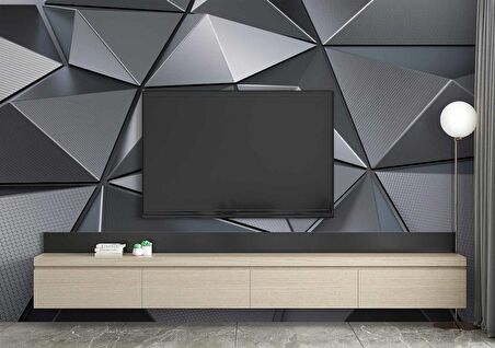 3 Boyutlu Metalik Siyah Duvar Kağıdı Baskı