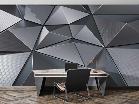 3 Boyutlu Metalik Siyah Duvar Kağıdı Baskı