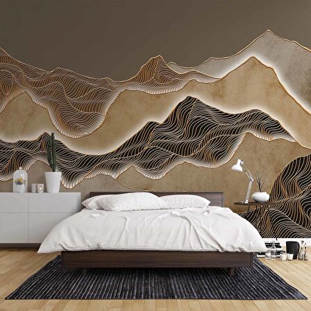 3 Boyutlu Parametrik Çöl Desenli Duvar Kağıdı Baskı