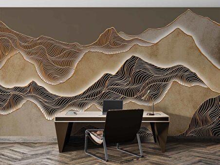 3 Boyutlu Parametrik Çöl Desenli Duvar Kağıdı Baskı