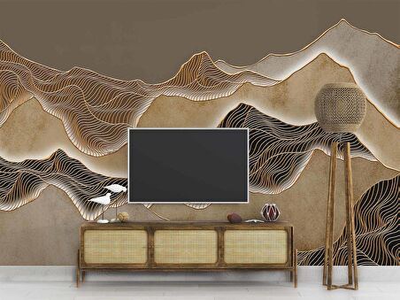 3 Boyutlu Parametrik Çöl Desenli Duvar Kağıdı Baskı