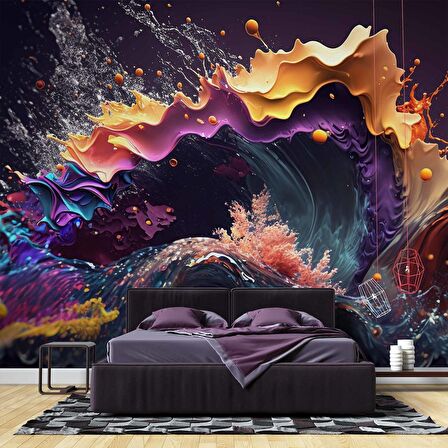 Sıçramış Boya Desenli Duvar Kağıdı Baskı