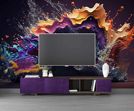 Sıçramış Boya Desenli Duvar Kağıdı Baskı