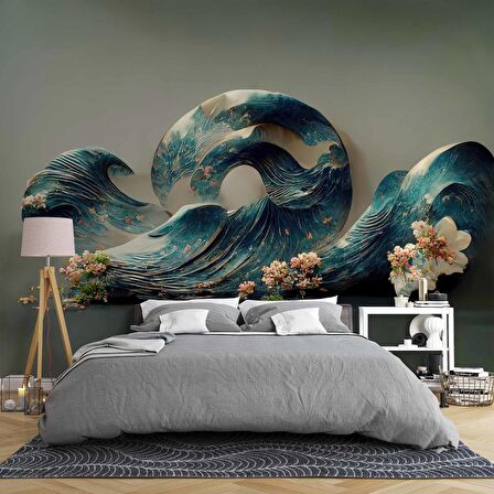 3 Boyutlu Dalga Desenli Duvar Kağıdı Baskı