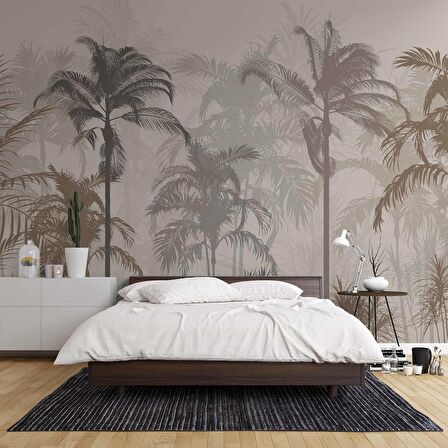 Ağaç Silüeti Temalı Duvar Kağıdı Baskı