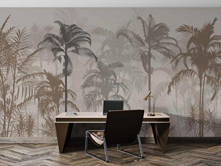 Ağaç Silüeti Temalı Duvar Kağıdı Baskı