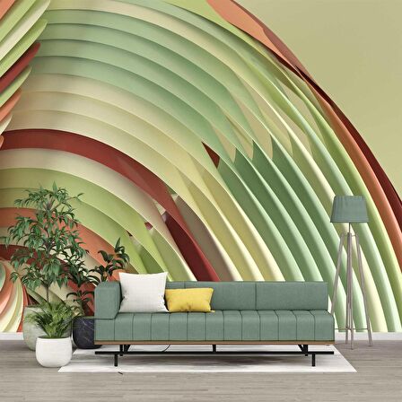 Rengarenk Şerit Desenli Duvar Kağıdı Baskı