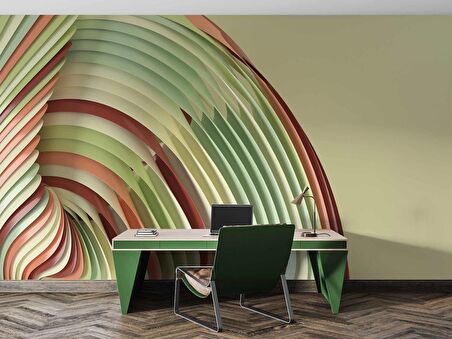 Rengarenk Şerit Desenli Duvar Kağıdı Baskı