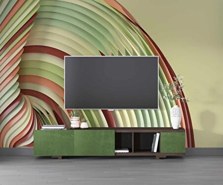 Rengarenk Şerit Desenli Duvar Kağıdı Baskı