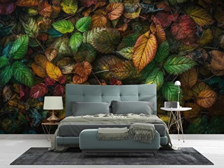 Sonbahar Yaprak Temalı Duvar Kağıdı Baskı