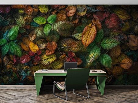 Sonbahar Yaprak Temalı Duvar Kağıdı Baskı