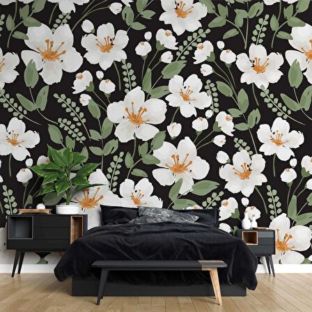 Papatya Desenli Duvar Kağıdı Baskı