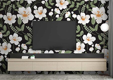 Papatya Desenli Duvar Kağıdı Baskı