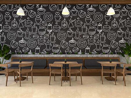 Kahve Temalı Cafe Duvar Kağıdı Baskı