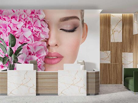 Makyaj Temalı Kadın Kuaför Duvar Kağıdı Baskı