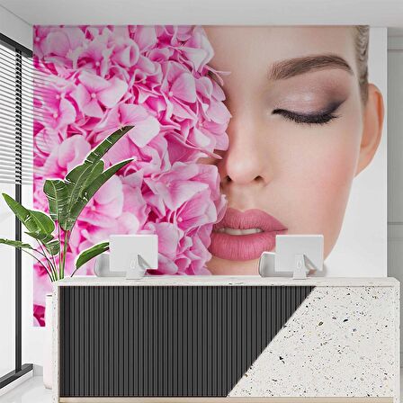 Makyaj Temalı Kadın Kuaför Duvar Kağıdı Baskı