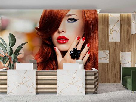 Kadın Kuaför Temalı Duvar Kağıdı Baskı