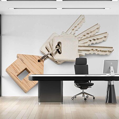 Ev Ve Anahtar Temalı Duvar Kağıdı Baskı