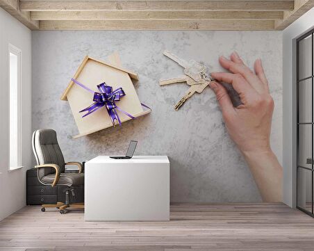 Ev - Anahtar Temalı Duvar Kağıdı Baskı