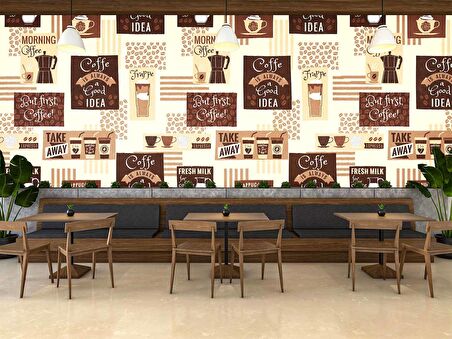 Kahve Temalı Duvar Kağıdı Baskı