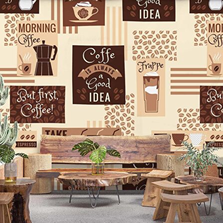 Kahve Temalı Duvar Kağıdı Baskı