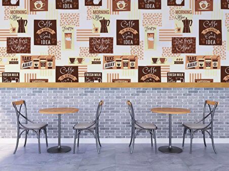 Kahve Temalı Duvar Kağıdı Baskı