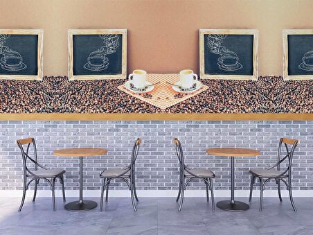 Kahve Bardağı Ve Çekirdeği Temalı Cafe Duvar Kağıdı Baskı