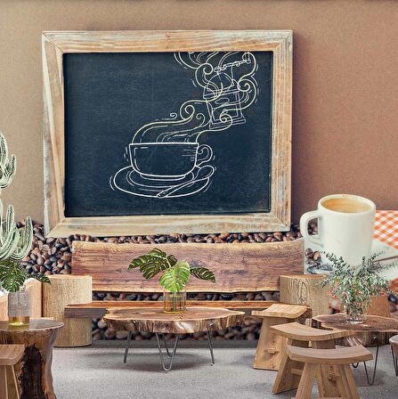 Kahve Bardağı Ve Çekirdeği Temalı Cafe Duvar Kağıdı Baskı
