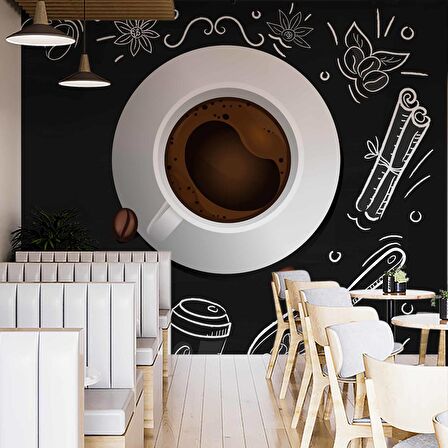 Kahve Desenli Cafe Duvar Kağıdı Baskı