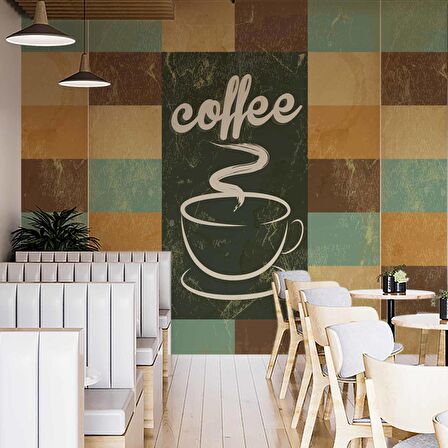 Kahve Temalı Ve Yazılı Cafe Duvar Kağıdı Baskı