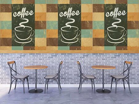Kahve Temalı Ve Yazılı Cafe Duvar Kağıdı Baskı