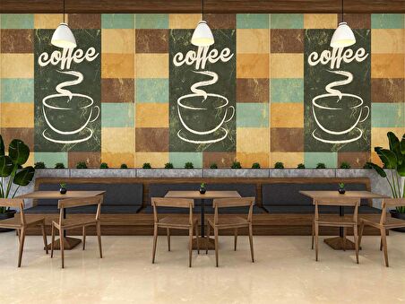 Kahve Temalı Ve Yazılı Cafe Duvar Kağıdı Baskı