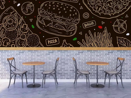 Hamburger Temalı Cafe Duvar Kağıdı Baskı