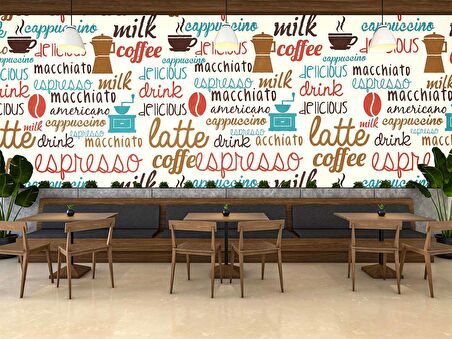 Cafe Temalı-Yazılı Duvar Kağıdı Baskı