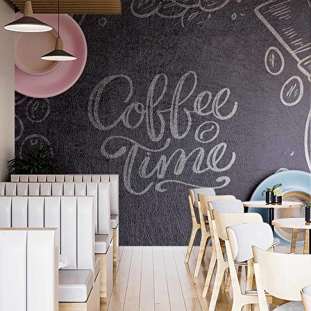 Cafe Desenli-Yazılı Duvar Kağıdı Baskı