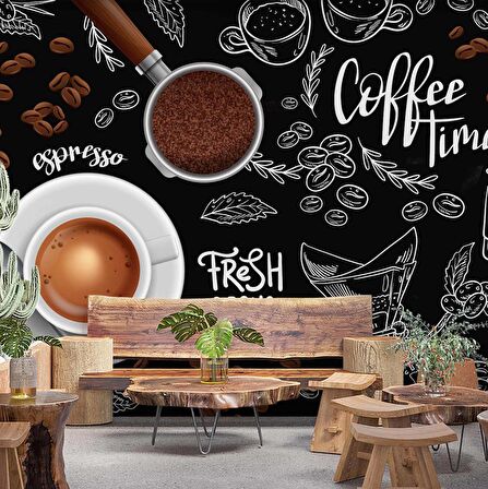 Fincan Ve Cezve Temalı Duvar Kağıdı Baskı