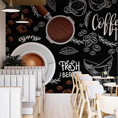 Fincan Ve Cezve Temalı Duvar Kağıdı Baskı