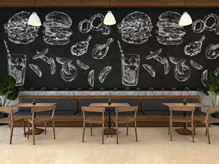 Fast-Food Konulu Duvar Kağıdı Baskı